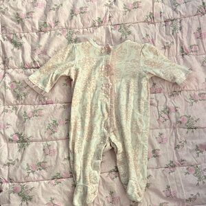 Little Me Cream and Pink Patterned Footie